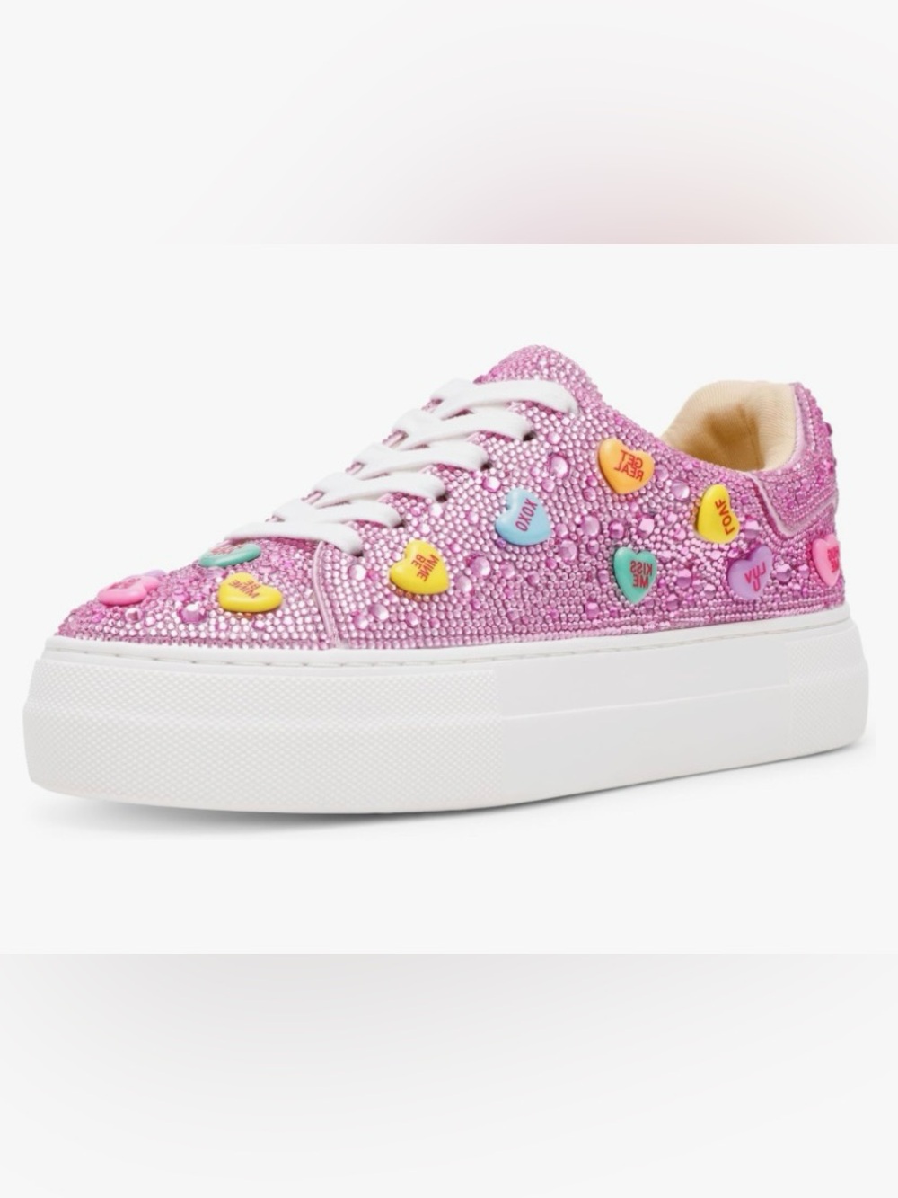Blue by Betsey Johnson Sidny GLAM Pink RHINESTONE Platform sole SNEAKER 9.5